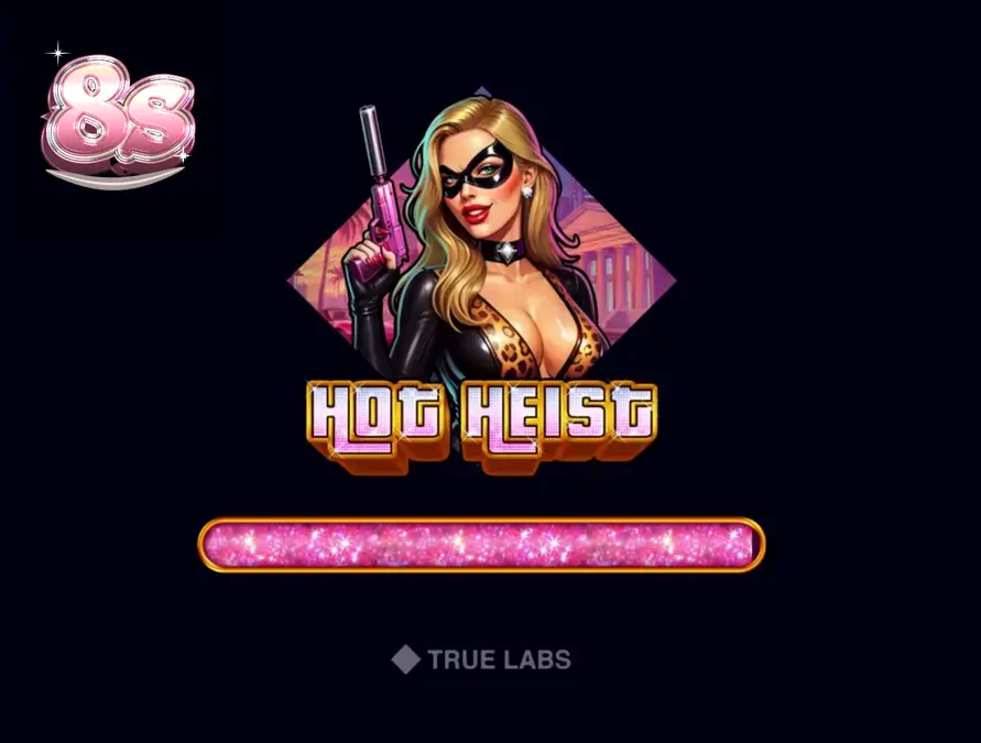 Interface neon do jogo de slot Hot Heist com símbolos de ferramentas de crime